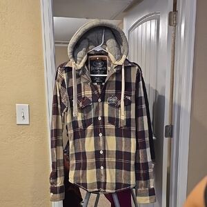 Superdry Plaid Hooded Shirt Jacket